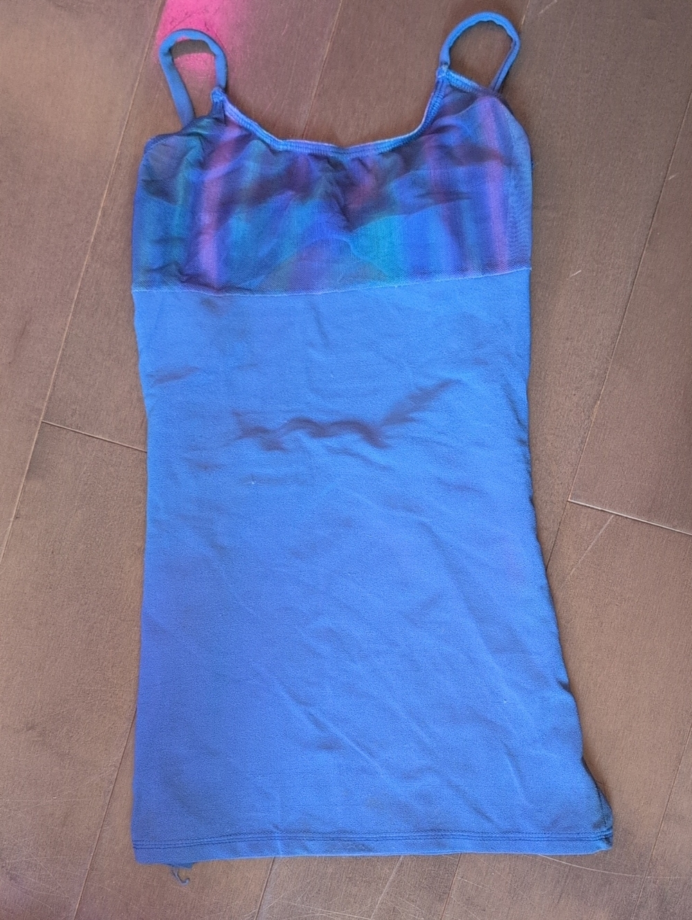 Blue Strappy Camisole With Sheer Top